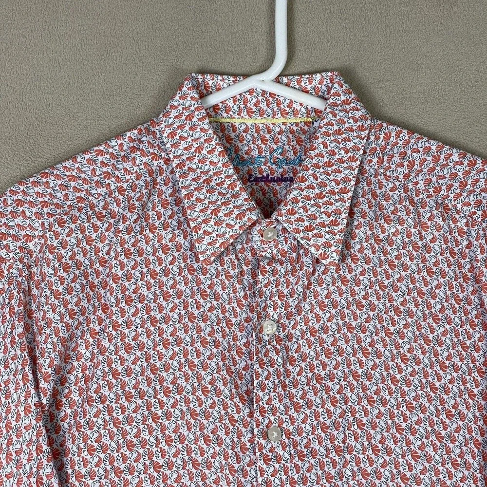 Robert Graham Shirt Mens Large White Orange Leaf Long Sleeve Button Up‎ Adult